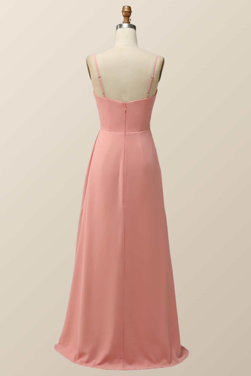 Spaghetti Straps Teal Green Chiffon A-line Long Bridesmaid Dress