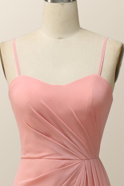Spaghetti Straps Teal Green Chiffon A-line Long Bridesmaid Dress
