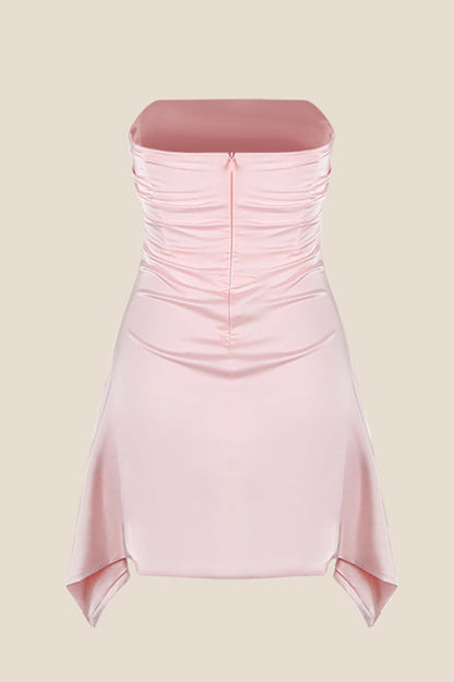 Strapless Black Ruched Short Homecoming Dress