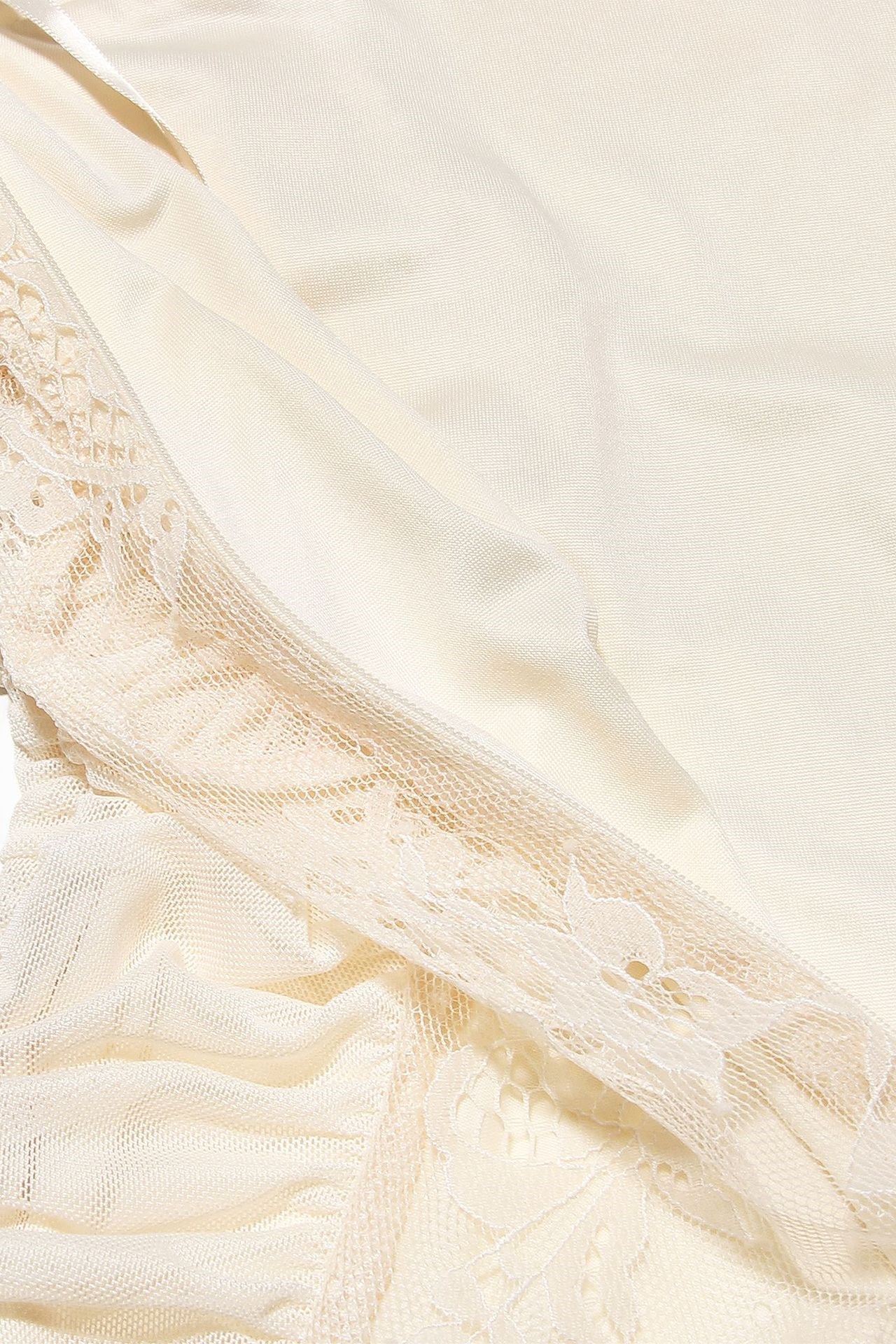 Cream Lace Chiffon Patchwork Irregular Long Dress