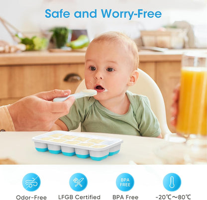 4 Pack Silicone Ice Cube Tray Set with Storage Bin & Scoop