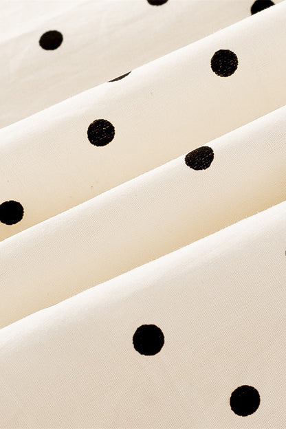 Cap Sleeves White Polka Dots Short Dress
