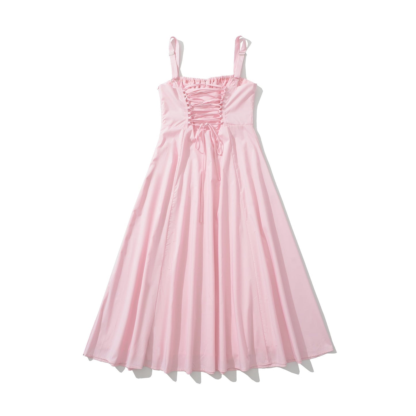 Tie Front Blue A-line Long Dress