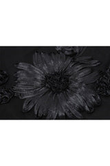 Black Straps Mermaid 3D Flower Dress
