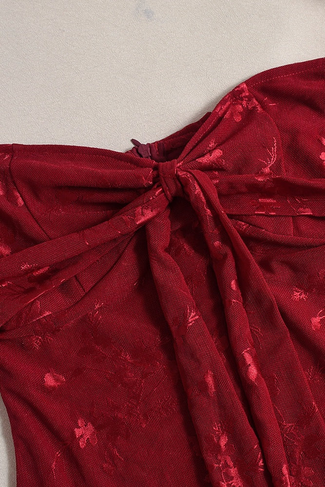 Red Velvet Off the Shoulder Tight Dress