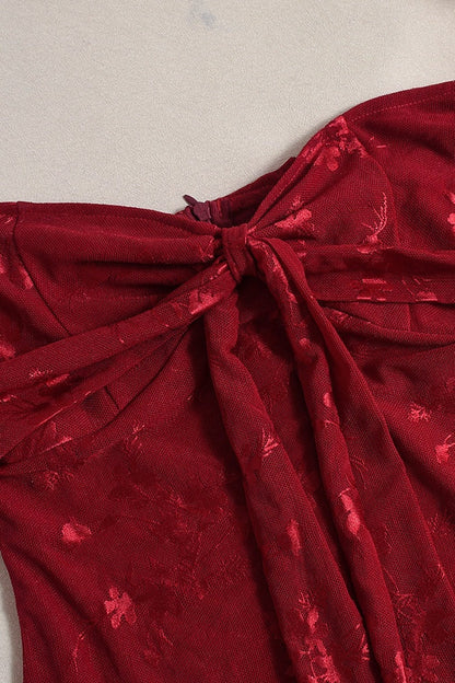 Red Velvet Off the Shoulder Tight Dress