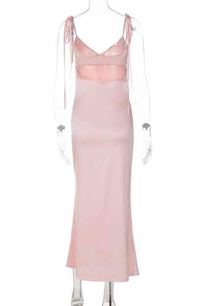 Pink Sreaps Tight Long Maxi Dress