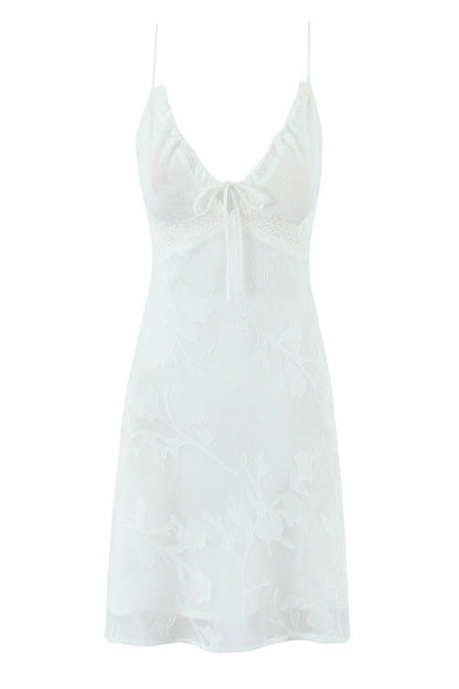 Sexy V-neck Lace Print Summer A-line Skirt