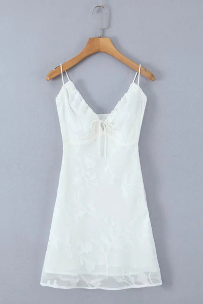 Sexy V-neck Lace Print Summer A-line Skirt