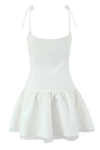 Bow Spaghetti Strap Hollow-out Short Dress