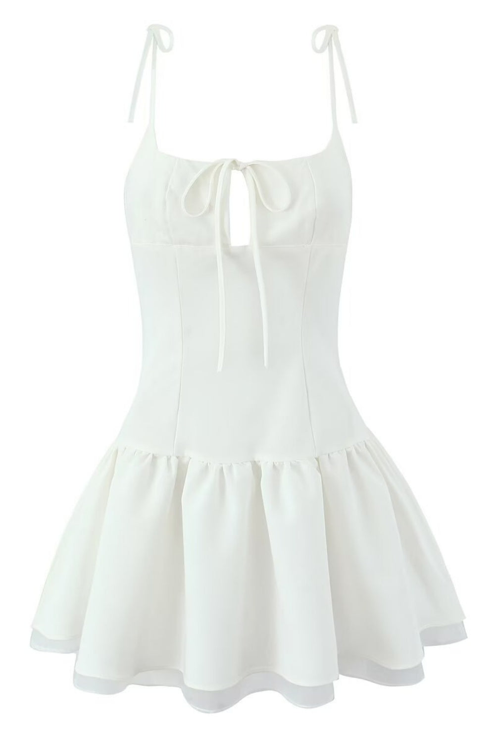Bow Spaghetti Strap Hollow-out Short Dress