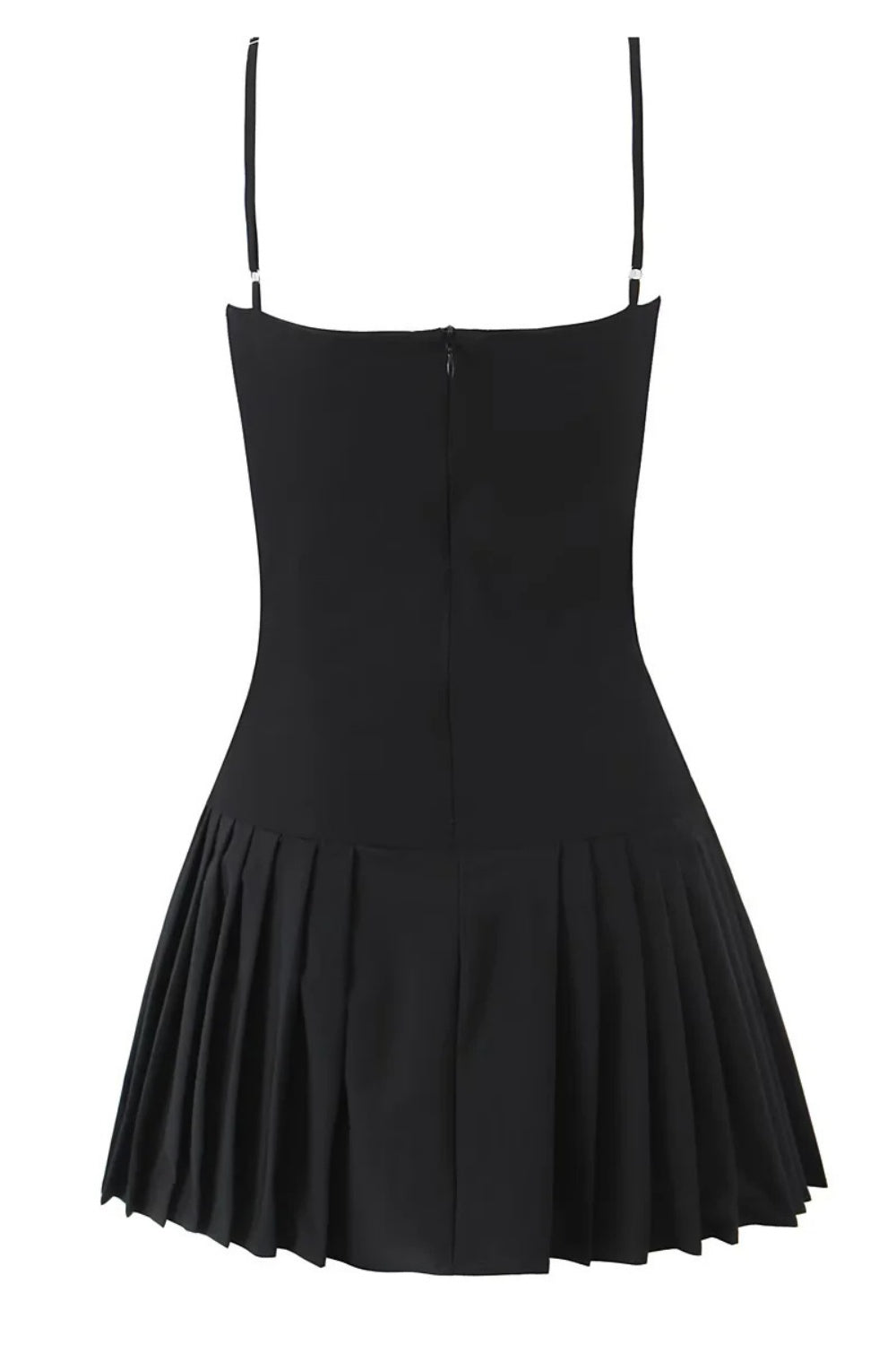 Red Spaghetti Strap Button Ruffle Skirt