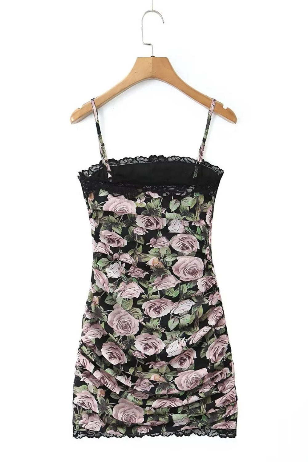 Spaghetti Strap Floral Ruched Short Skirt