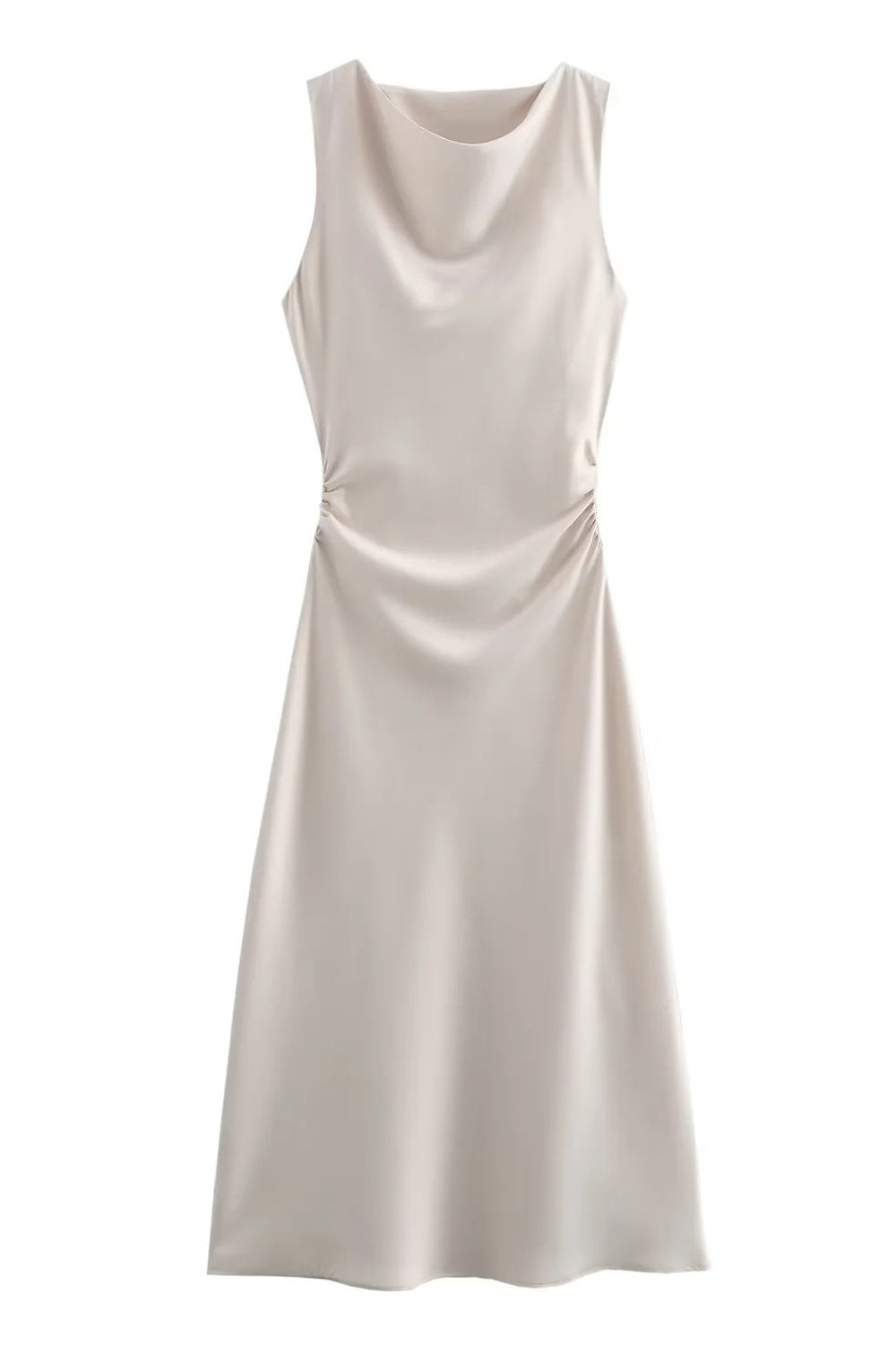 Sage Green Sleeveless Ruched Long Dress