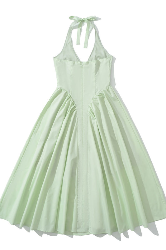 Cyan Halter Ruched Zip-back Skirt