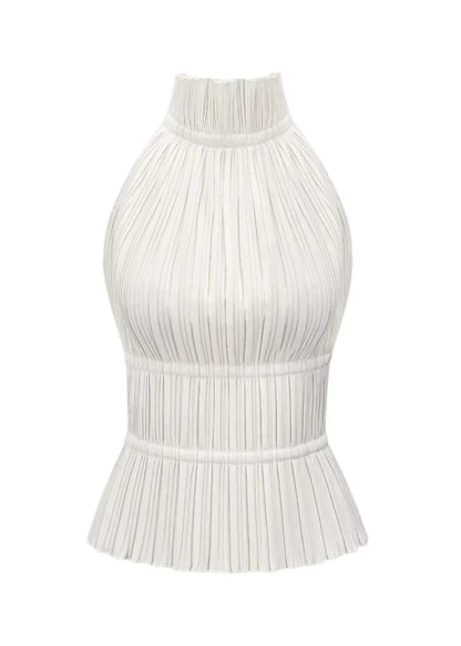 Olivienne – Pleated backless top with neck closure