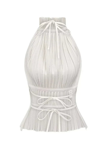 Olivienne – Pleated backless top with neck closure