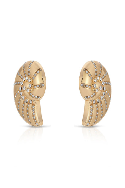 Crystal Shell Earrings - 18k Gold Plated