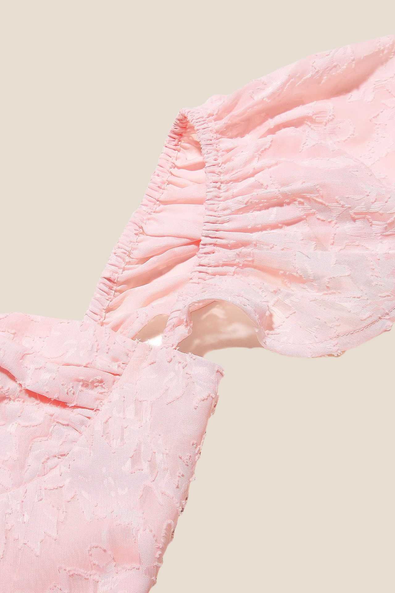 Flare Sleeves Pink Ruched A-line Long Dress