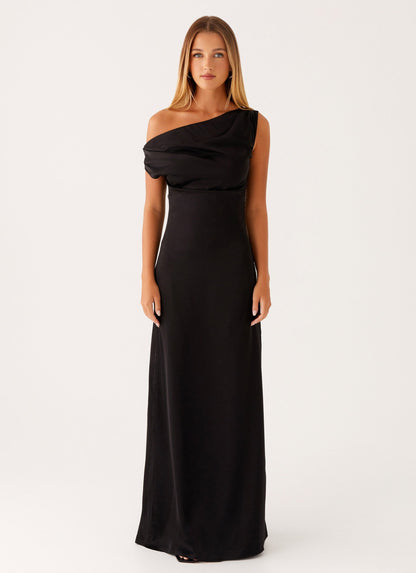 Éva Long Satin Dress Elegant Crystal