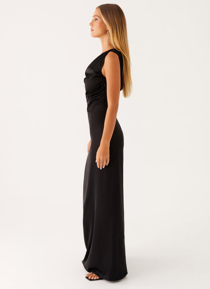 Éva Long Satin Dress Elegant Crystal