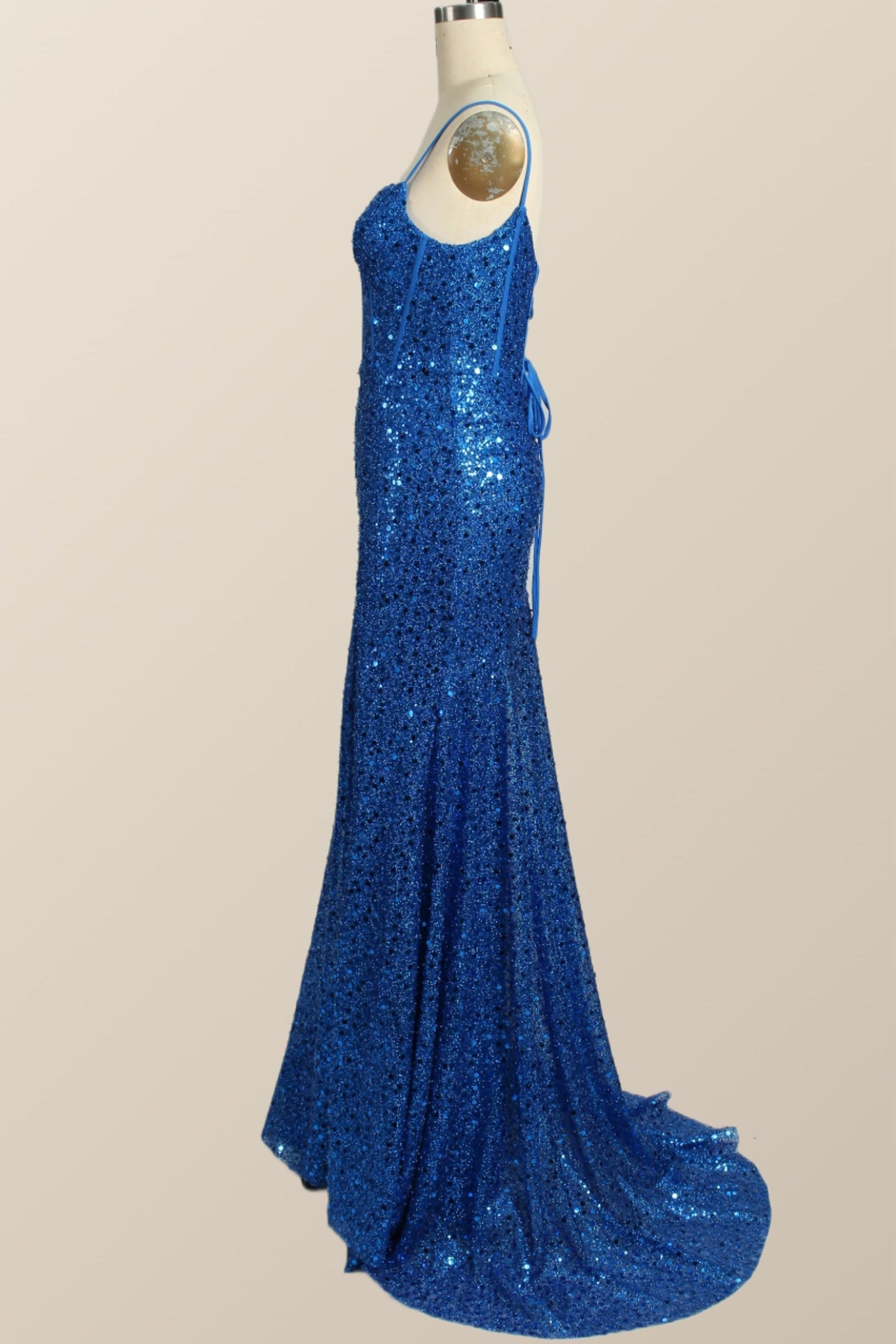 Royal Blue Sequin Mermaid Long Prom Dress