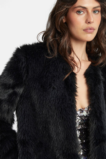 Logan Faux Fur Coat - Black