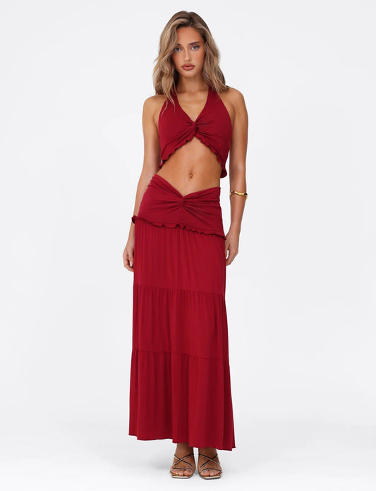 Mireille - Halter top and long skirt set in soft jersey
