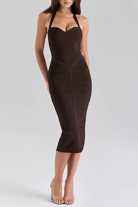 Livette - Halter Bodycon Midi Bandage Dress