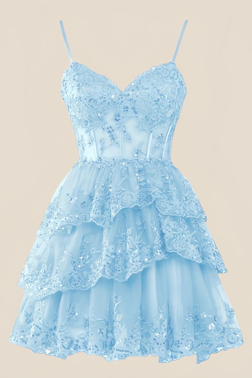 Straps Sage Green Tiered Layered Short Princess Dress