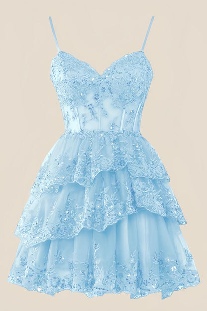 Straps Sage Green Tiered Layered Short Princess Dress