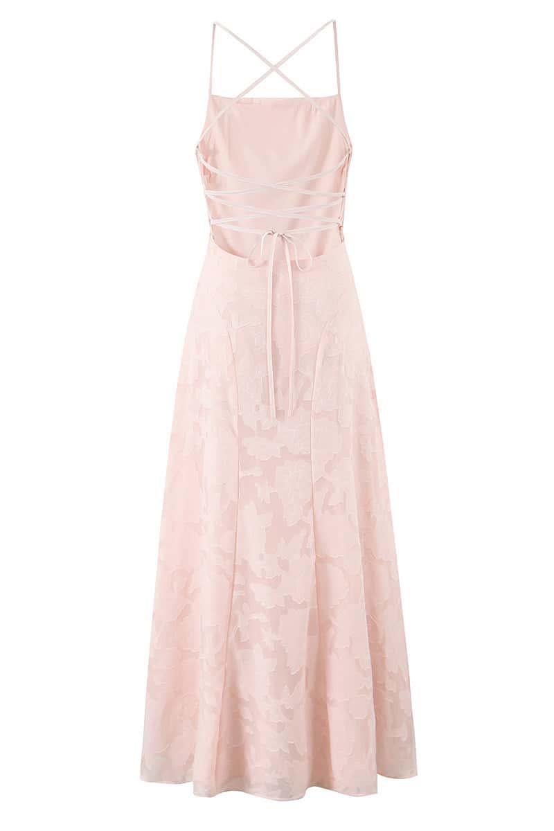 Spaghetti Straps Burgundy Floral Long Dress