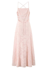 Spaghetti Straps Burgundy Floral Long Dress