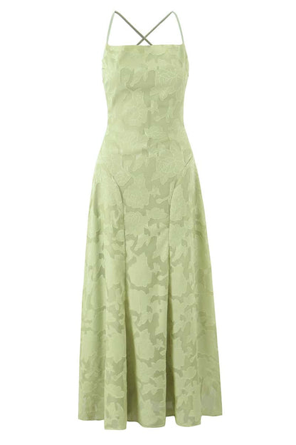 Spaghetti Straps Pink Floral Long Dress