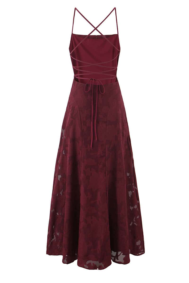 Spaghetti Straps Pink Floral Long Dress