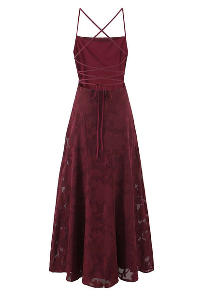 Spaghetti Straps Pink Floral Long Dress