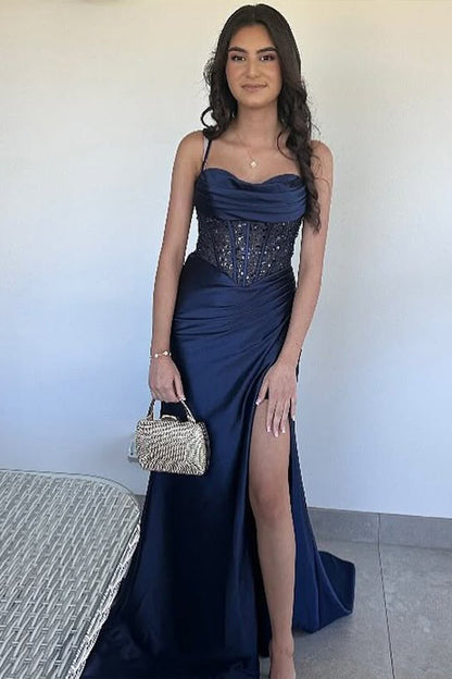Sage Green  Ruched Corset Mermaid Long Prom Dress