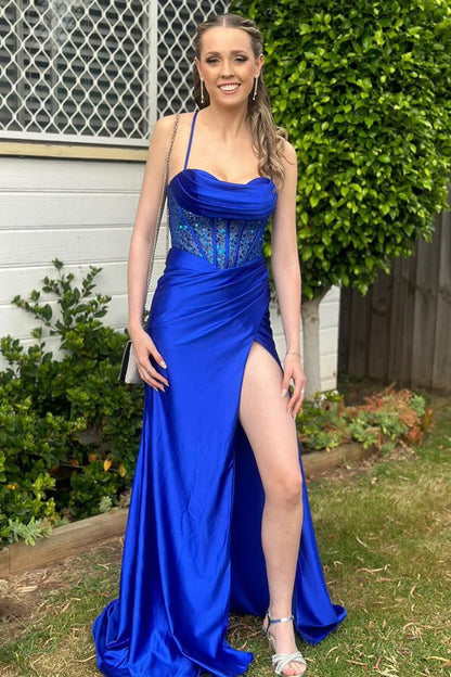 Sage Green  Ruched Corset Mermaid Long Prom Dress