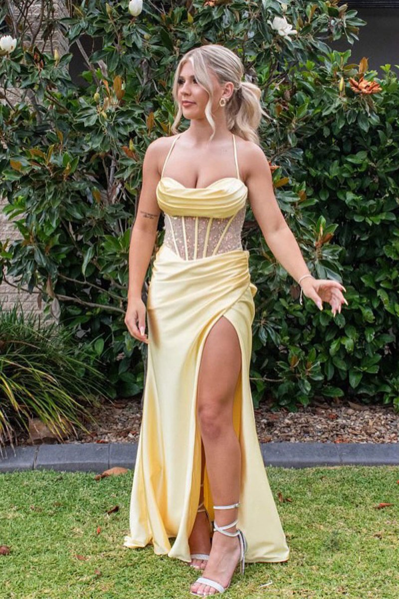 Sage Green  Ruched Corset Mermaid Long Prom Dress