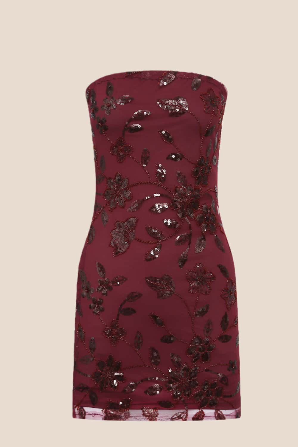 Purple Strapless Beaded Tight Mini Dress