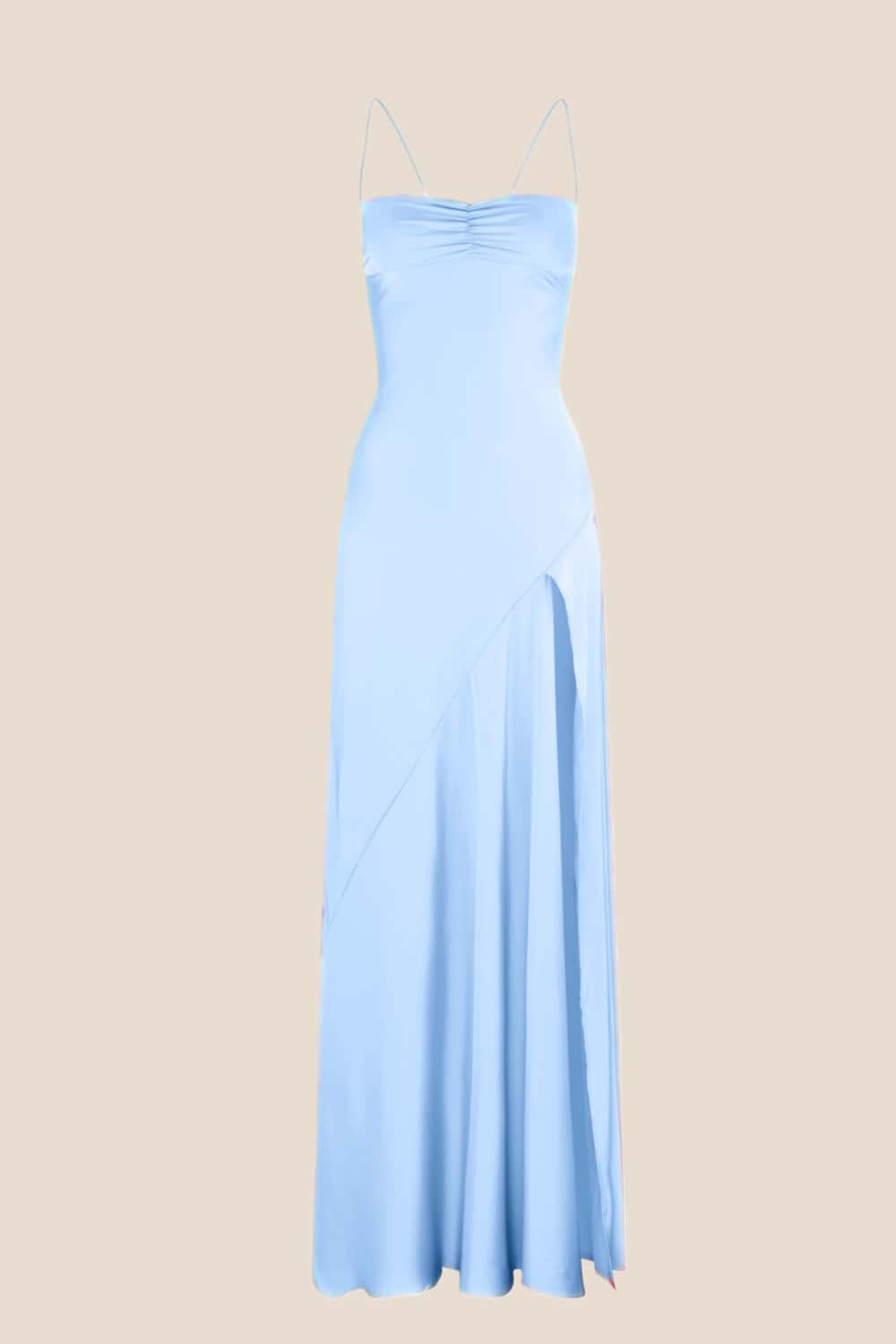 Spaghetti Straps Olive Green Long Dress with Slit