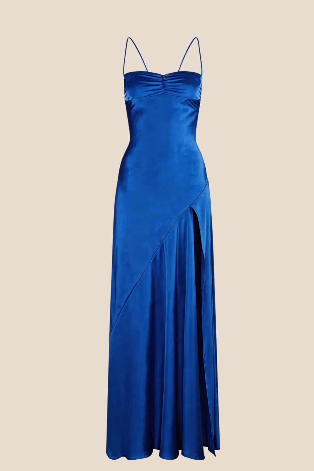 Spaghetti Straps Fuchsia Long Dress with Slit