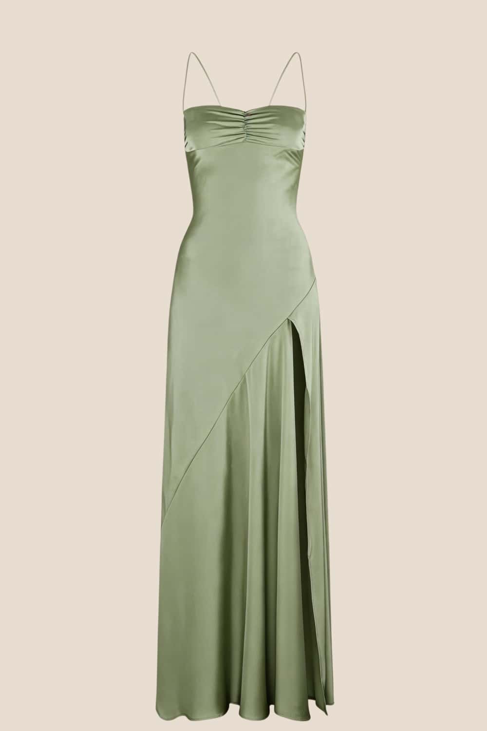 Spaghetti Straps Pink Long Dress with Slit