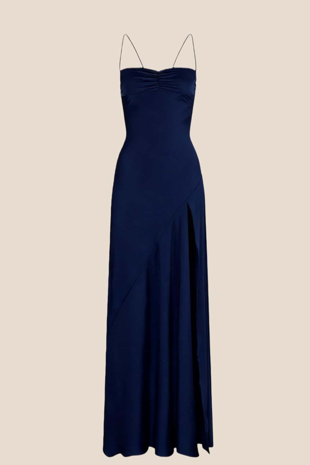 Spaghetti Straps Olive Green Long Dress with Slit