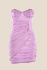 Sweetheart Blue Ruched Bodycon Short Dress