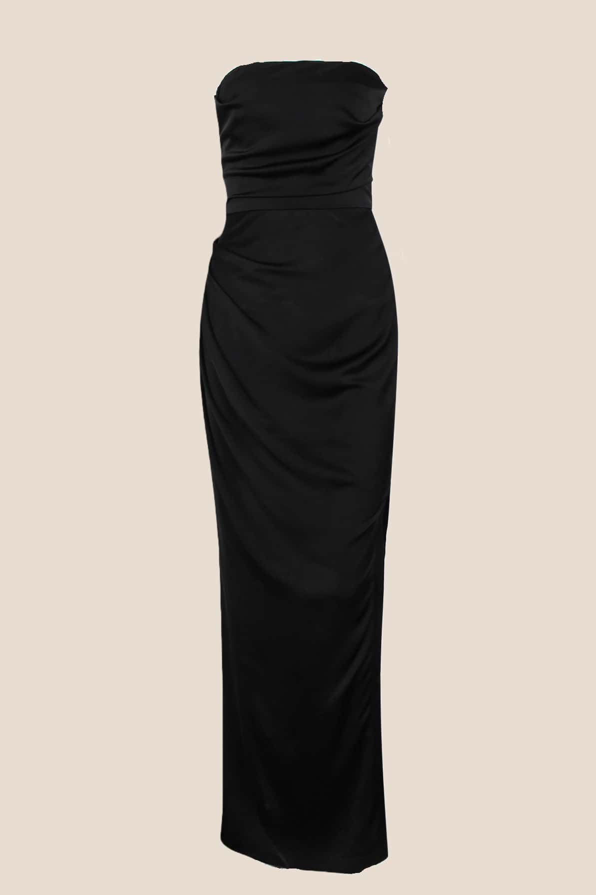 Strapless Sage Ruched Long Dress with Slit