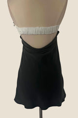 Strapless Black and White Contrast Strapless Mini Dress