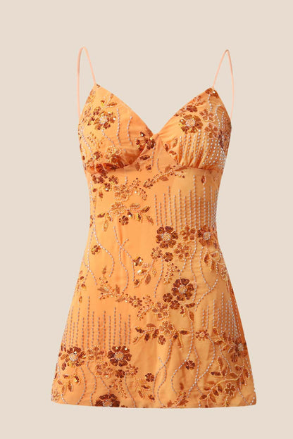 Red Beaded Straps Fitted Mini Dress