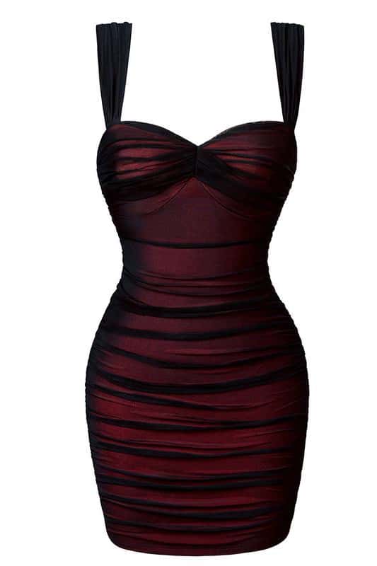 Red Ruched Tight Dress