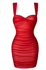 Red Ruched Tight Dress